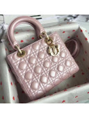 Dior Medium Lady Dior Bag In Pearl Lambskin Pink 2018(Gold-tone Metal)