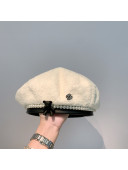 Chanel Shearling Bear Beret Hat White 2021 110493