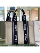 Chloe Large Woody Canvas Tote Bag Black 2021