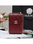 Chanel Calfskin Vertical Clutch with Adjustable Chain Strap AP2291 Burgundy 2021