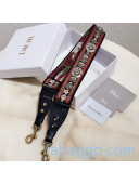 Dior Embroidered Shoulder Strap with Silver Metal Charms Red/Green 07 2020