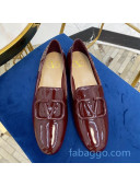 Valentino Garavani VLogo Patent Leather Flat Loafers Burgundy 2020