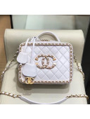 Chanel Quilted Lambskin Medium Vanity Case Bag With Chain A93343 White/Gold 2020