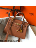 Hermes Kelly Mini Bag 20cm in Togo Calfskin Golden Brown 2021