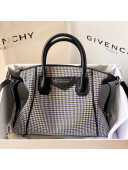 Givenchy Small Antigona Soft Bag in White/Blue Fabric and Black Leather 2022