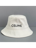 Celine Canvas Bucket Hat with CELINE Print White 2021