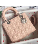 Dior Medium Lady Dior Bag In Pale Pink Lambskin 2018(Silver-tone Metal)