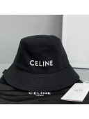 Celine Canvas Bucket Hat with CELINE Print Black 2021