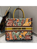 Dior Large Book Tote Bag in Yellow Multicolor Paisley Embroidery 2021