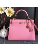 Hermes Kelly 25/28/32cm Bag in Original Epsom Leather Pink/Gold Hardware 2020  (Half-Handmand) 