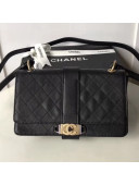 Chanel Calfskin & Ruthenium-Finish & Gold-Tone Metal Medium Flap Bag A57578 Black 2018