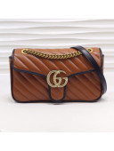 Gucci GG Diagonal Marmont Small Shoulder Bag ‎443497 Cognac/Black 2019