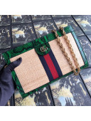 Gucci Ophidia Straw Small Shoulder Bag with Snakeskin Trim 503877 Beige/Green 2019