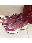 Valentino VLogo Sneakers in Suede and Calfskin Patchwork Burgundy (For Women and Men)