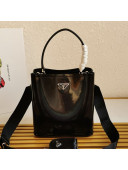 Prada Panier Brushed Leather Bucket Bag 1BA319 Black 2021