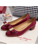 Salvatore Ferragamo Patent Leather Bow Pumps Burgundy/Gold 2021