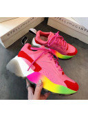 Stella McCartney Eclypse Lace-up Sneaker in Calfskin and Suede Pink/Red 2019