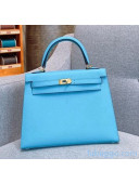 Hermes Kelly 25/28/32cm Bag in Original Epsom Leather North Blue/Gold Hardware 2020  (Half-Handmand) 