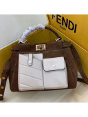 Fendi Suede Peekaboo Mini Pocket Top Handle Bag Grey Brown 2019