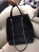 Chanel Calfskin Eyelet CC Bucket Black/Silver 2020