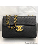 Chanel Vintage Chevron Leather Flap Bag A088 Black/Gold 2021