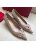 Valentino VLogo Lambskin Narrow Toe Low-Heel Pump Dark Pink 2020