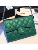 Chanel Grained Calfskin Classic Mini Clutch with Chain A84512 Green 2018