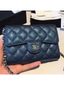 Chanel Grained Calfskin Classic Mini Clutch with Chain A84512 Blue 2018