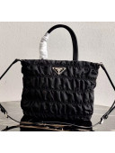 Prada Embossed Nylon Tote Bag 1BG321 Black 2020