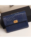 Chanel Chevron Grained Calfskin Boy Flap Bag A84385 Dark Blue 2019