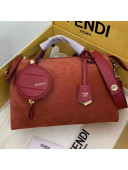 Fendi Suede By The Way Regular Boston Bag Orange Red 2019