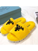 Prada Logo Fur Mules Yellow 2021