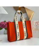 Chloe Large Woody Felt Tote Bag Orange 2022