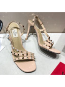 Valentino Rockstud Calfskin Sandal 85 mm Heel Beige 2020