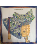 Hermes Prairie Saddle Twilly Silk Square Scarf 90x90cm Blue 2021