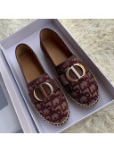 Dior CD Bow Espadrilles in Burgundy Oblique Canvas 2019