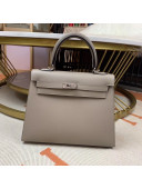 Hermes Kelly 25cm Original Epsom Leather Bag Light Grey