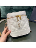 Saint Laurent 80's Vanity Bag in Carre Quilted Grained Embossed Leather 649779 Vintage White 2021