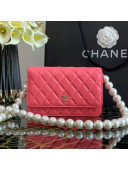 Chanel Quilted Calfskin Wallet on Chain WOC with Pearl Strap Coral Pink 2020