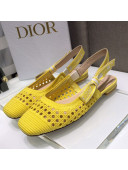 Dior x Moi Slingback Ballerinas Flats in Yellow Cannage Embroidered Mesh 2021