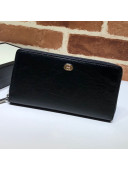 Gucci Vintage Leather Long Zip Around Wallet with Interlocking G ‎575988 Black 2019