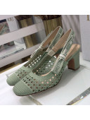 Dior x Moi Slingback Pumps 6.5cm in Green Cannage Embroidered Mesh 2021