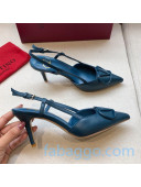 Valentino VLogo Calfskin Slingback 70mm Peacock Blue 2020