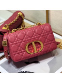 Dior Small Caro Chain Bag in Soft Cannage Calfskin Dark Pink 2021