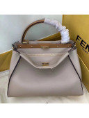 Fendi Peekaboo Iconic Calfskin Medium Bag Beige Grey 2019