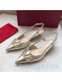 Valentino Crystal VLogo Metallic Leather Slingback 40mm Gold 2020