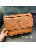 Saint Laurent Niki Medium Bag in Crinkled Vintage Leather 633158 Tan Brown 2021