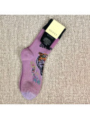 Gucci Print Lurex GG Short Socks Purple 2019