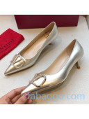 Valentino Crystal VLogo Metallic Leather Pumps 40mm Gold 2020