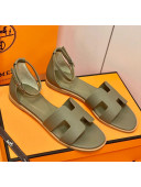 Hermes Santorini Sandal in Grainy Epsom Calfskin Dark Apricot 2021(Handmand)